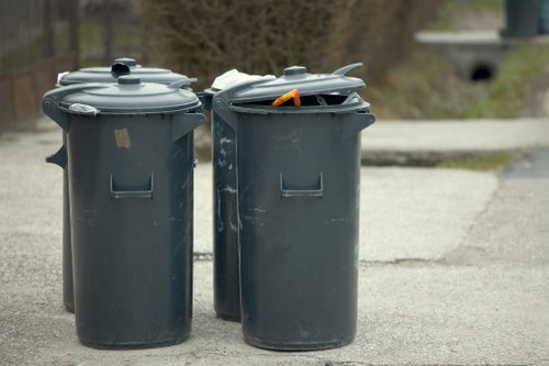 Workers segregating construction waste at a site